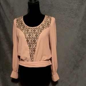 Classy button, lacy sheer blouse